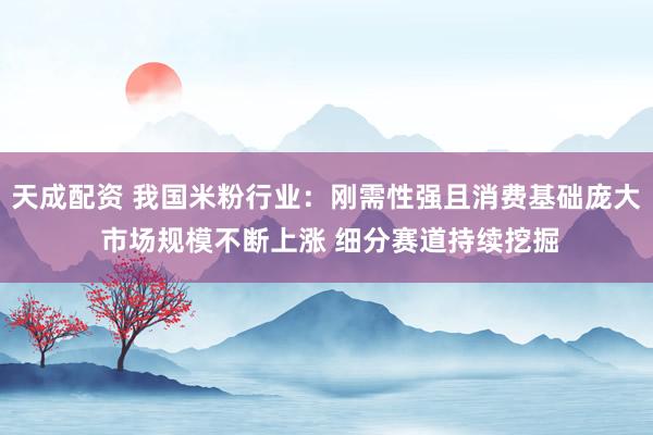 天成配资 我国米粉行业：刚需性强且消费基础庞大 市场规模不断上涨 细分赛道持续挖掘